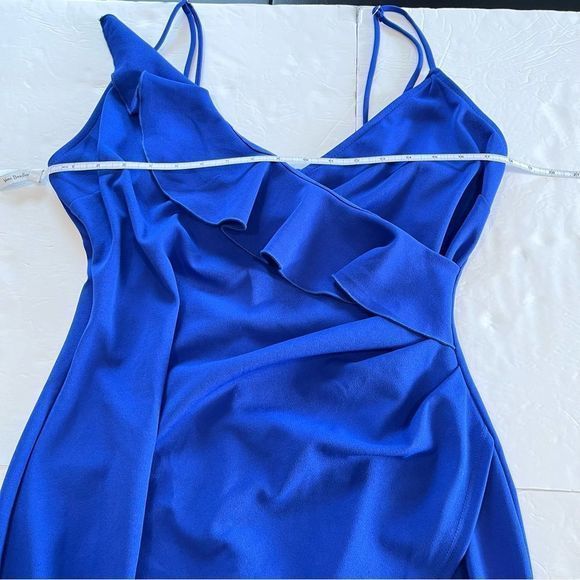 Lulus Keep on Flourishing Blue Ruffled Asymmetrical Bodycon Dress XL‎ - Picture 7 of 10